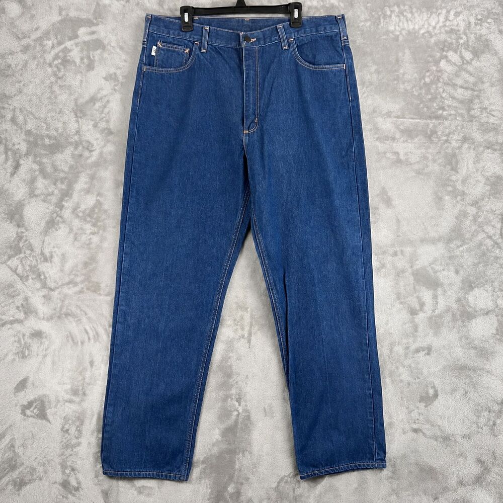 Carhartt FR Jeans Mens 40x34 Blue Relaxed Fit Flame Resistant USA Made FRB100